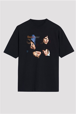 Doors Baskılı Unisex Siyah Oversize Tişört