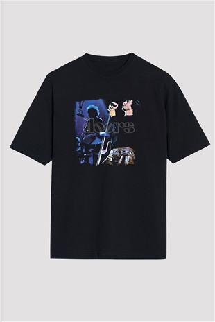Doors Baskılı Unisex Siyah Oversize Tişört