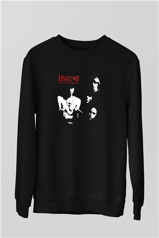 Doors Baskılı Unisex Siyah Sweatshirt