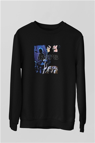 Doors Baskılı Unisex Siyah Sweatshirt