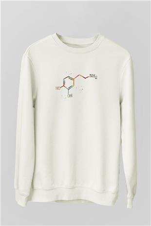 Dopamin Kimyasal Formülü Baskılı Unisex Ekru Sweatshirt