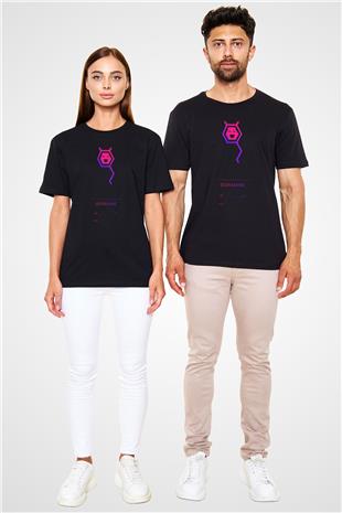 Dopamin Molekülü Baskılı Unisex Siyah Tişört - Tshirt