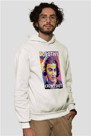 Dorothy Crowfoot Hodgkin Baskılı Unisex Ekru Hoodie