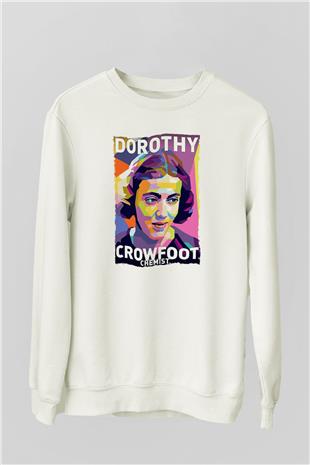 Dorothy Crowfoot Hodgkin Baskılı Unisex Ekru Sweatshirt