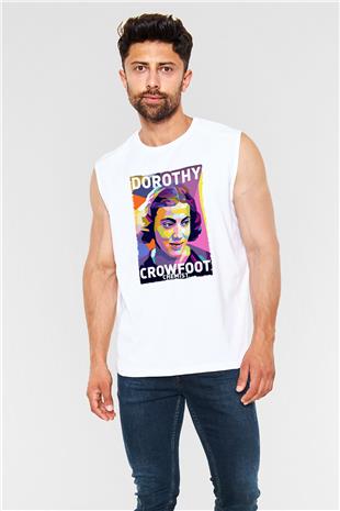 Dorothy Crowfoot Hodgkin Baskılı Unisex Kolsuz Beyaz Tişört - Tshirt