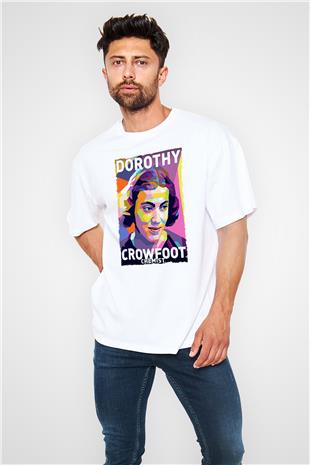 Dorothy Crowfoot Hodgkin Baskılı Unisex Oversize Beyaz Tişört - Tshirt