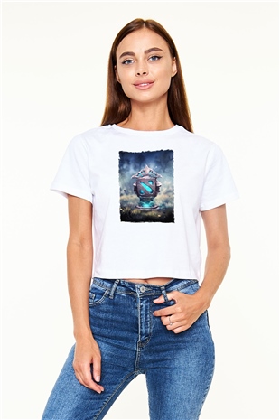 Dota 2 Beyaz  Crop Top Tişört