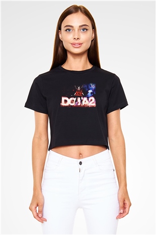Dota 2 Siyah  Crop Top Tişört