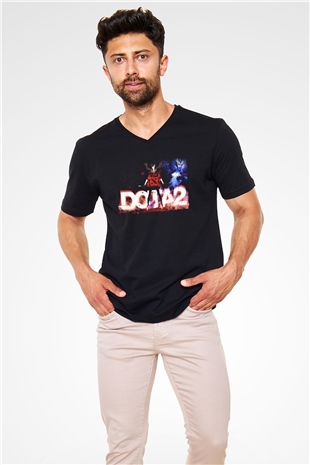 Dota 2 Siyah Unisex V Yaka Tişört