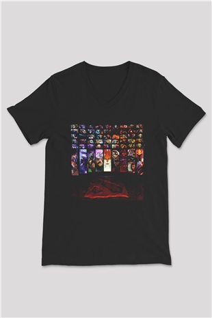 Dota 2 Siyah Unisex V Yaka Tişört