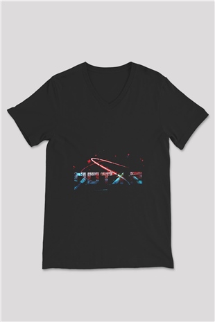 Dota 2 Siyah Unisex V Yaka Tişört T-Shirt