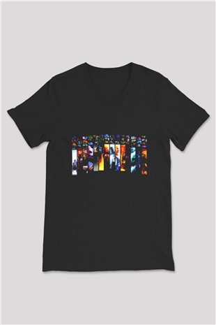 Dota 2 Siyah Unisex V Yaka Tişört T-Shirt