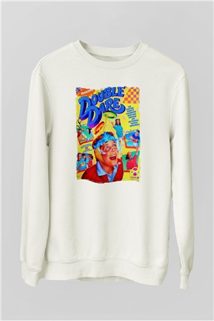 Double Dare Beyaz Unisex  Sweatshirt