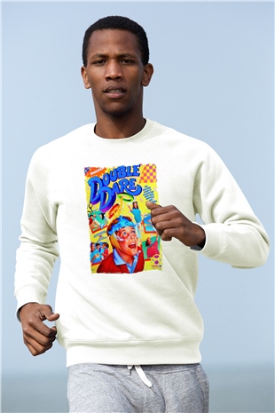 Double Dare Beyaz Unisex  Sweatshirt
