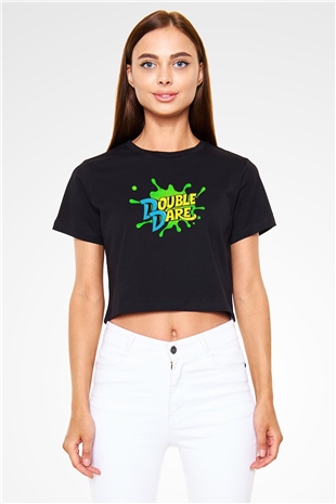 Double Dare Siyah   Crop Top Tişört