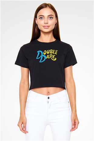 Double Dare Siyah   Crop Top Tişört
