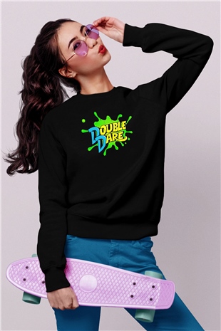 Double Dare Siyah Unisex  Sweatshirt
