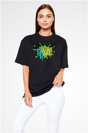 Double Dare Siyah Oversize Tişört