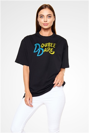 Double Dare Siyah Oversize Tişört