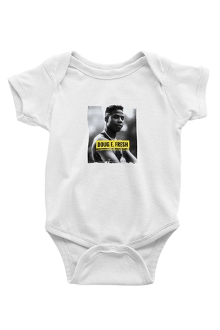 Doug E. Fresh Baskılı Unisex Beyaz Bebek Body - Zıbın