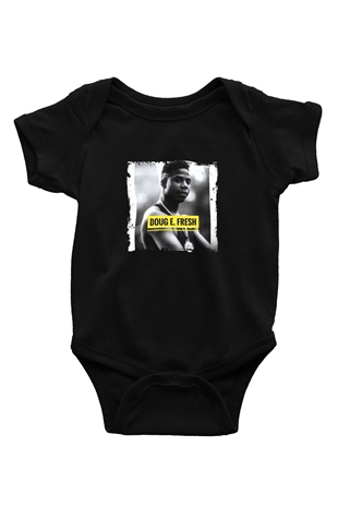 Doug E. Fresh Baskılı Unisex Siyah Bebek Body - Zıbın