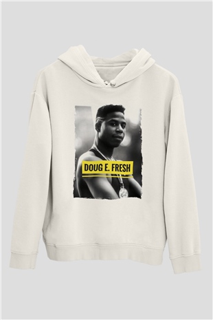 Doug E. Fresh Beyaz Unisex Kapüşonlu Sweatshirt