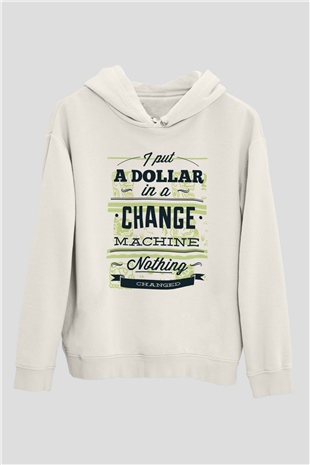 Dövizci Beyaz Unisex Kapüşonlu Sweatshirt