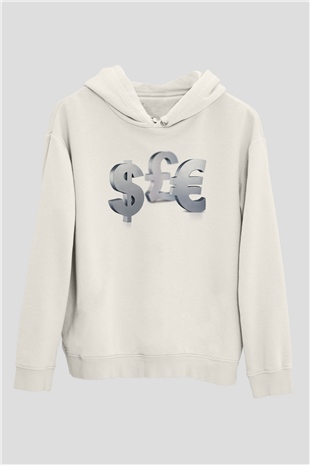 Dövizci Beyaz Unisex Kapüşonlu Sweatshirt