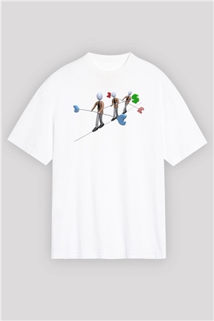 Dövizci Beyaz Oversize Tişört Oversize T-shirt - TişörtFabrikası