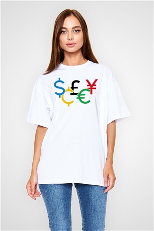 Dövizci Beyaz Oversize Tişört Oversize T-shirt - TişörtFabrikası