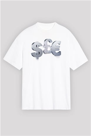 Dövizci Beyaz Oversize Tişört Oversize T-shirt - TişörtFabrikası