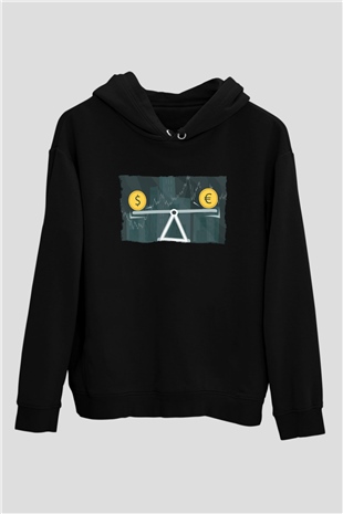 Dövizci Siyah Unisex Kapüşonlu Sweatshirt