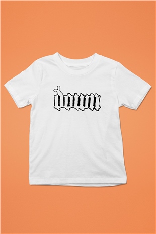 Down Baskılı Beyaz Unisex Çocuk Tişört