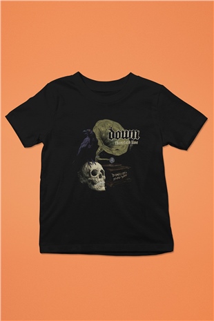 Down Baskılı Siyah Unisex Çocuk Tişört