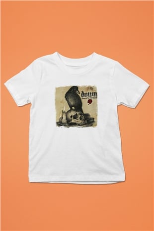 Down Baskılı Unisex Beyaz Çocuk Tişört