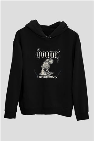 Down Baskılı Unisex Siyah Hoodie