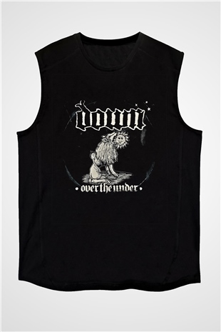 Down Baskılı Unisex Siyah Kolsuz Tişört