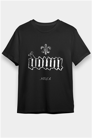 Down Baskılı Unisex Siyah Tişört