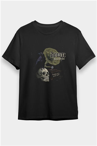 Down Baskılı Unisex Siyah Tişört