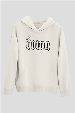 Down Beyaz Unisex Kapşonlu Sweatshirt