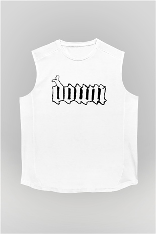 Down Beyaz Unisex Kolsuz Tişört