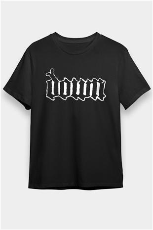 Down Siyah Unisex Tişört T-Shirt - TişörtFabrikası