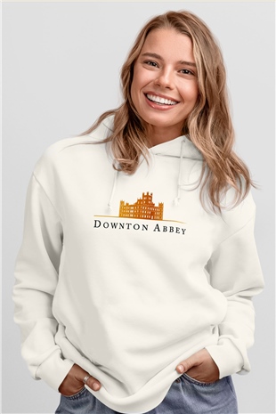 Downtown Abbey Beyaz Unisex Hoodie