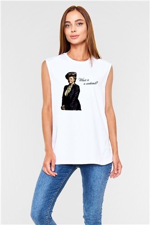 Downtown Abbey Beyaz Unisex Kolsuz Tişört
