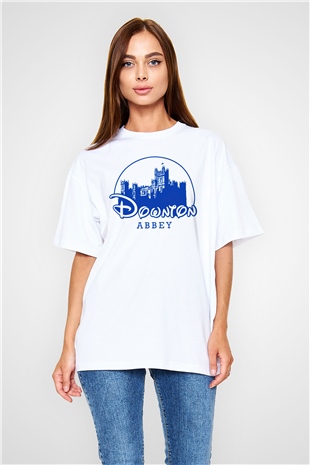 Downtown Abbey Beyaz Oversize Tişört Oversize T-shirt
