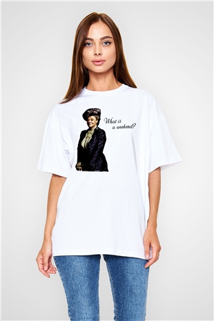 Downtown Abbey Beyaz Oversize Tişört Oversize T-shirt