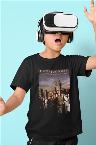 Downtown Abbey Siyah Unisex Çocuk Tişört