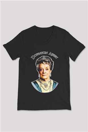 Downtown Abbey Siyah Unisex V Yaka Tişört