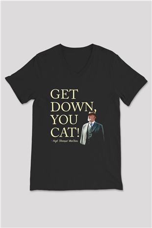 Downtown Abbey Siyah Unisex V Yaka Tişört
