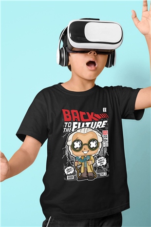 Dr Brown Baskılı Unisex Siyah Çocuk Tişört